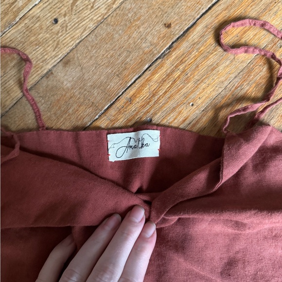 Rust Red 100% linen Crop Top - Picture 2 of 2